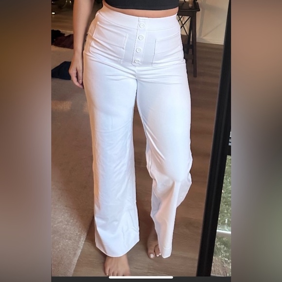 Halara White High Waisted Button Multiple Pockets Straight Leg Pants | NEW/NWT!! - Picture 13 of 14